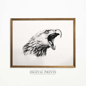 Eagle Drawing - Digital Print Download - Bird Sketch Art Wall Decor - PRINTABLE High Quality Wildlife Poster