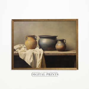 Rustic Farmhouse Still Life Oil Painting - Digital Print - High Quality Download - PRINTABLE Vintage Kitchen Art
