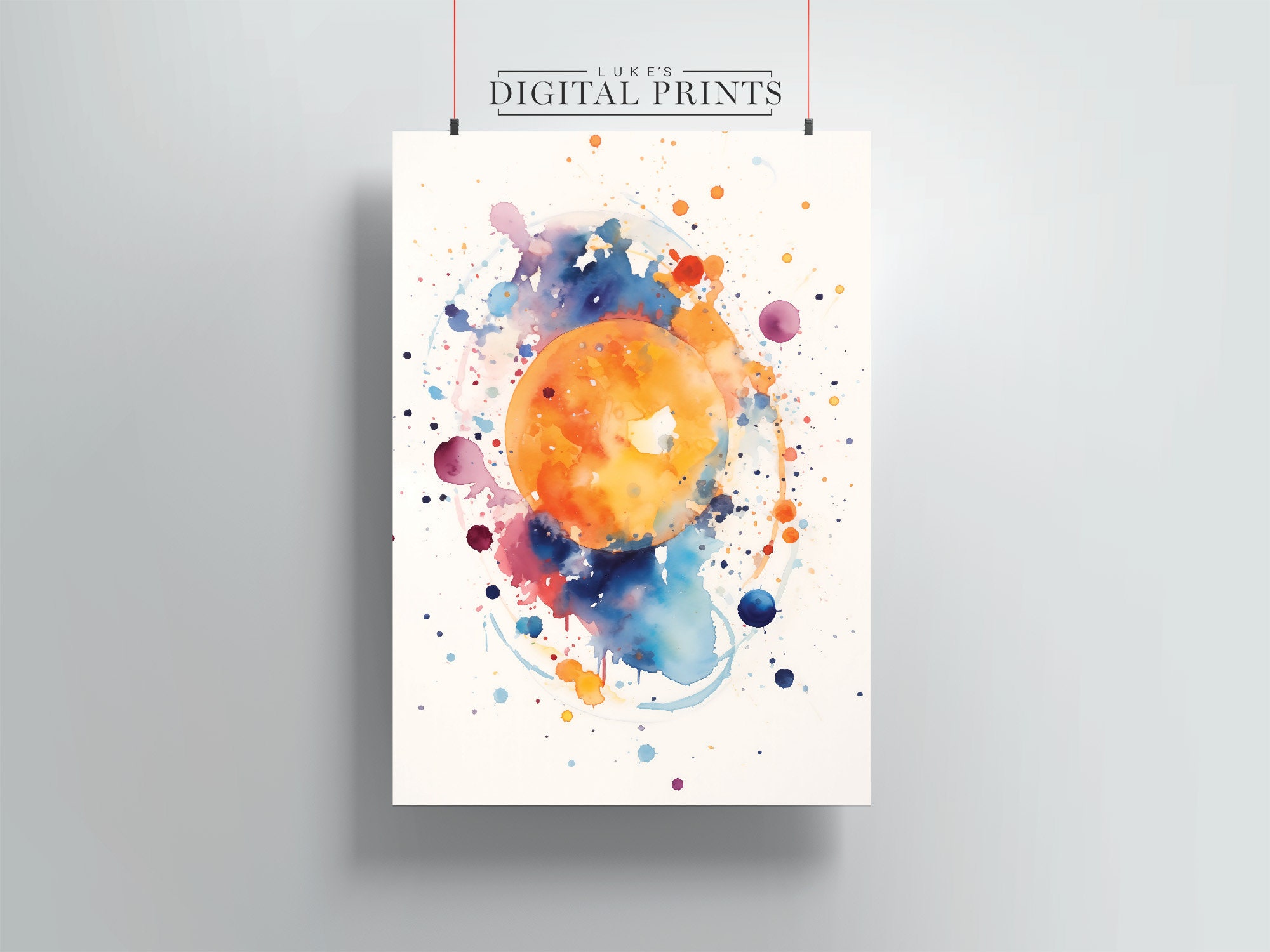 Solar System Abstract Art Print - Digital Painting Download - Colourful ...
