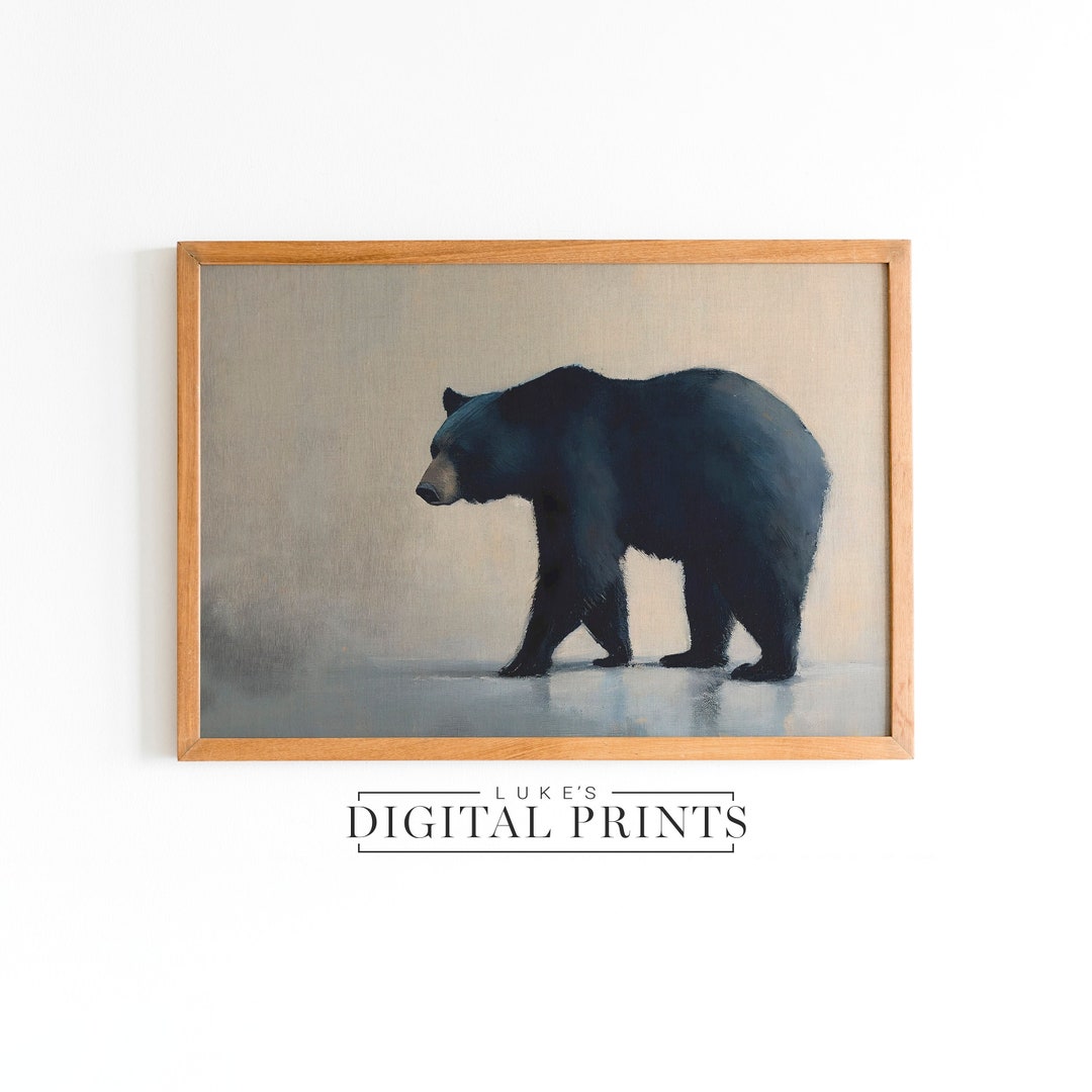 PRINTABLE Black Bear Oil Painting - Digital Print Download ...