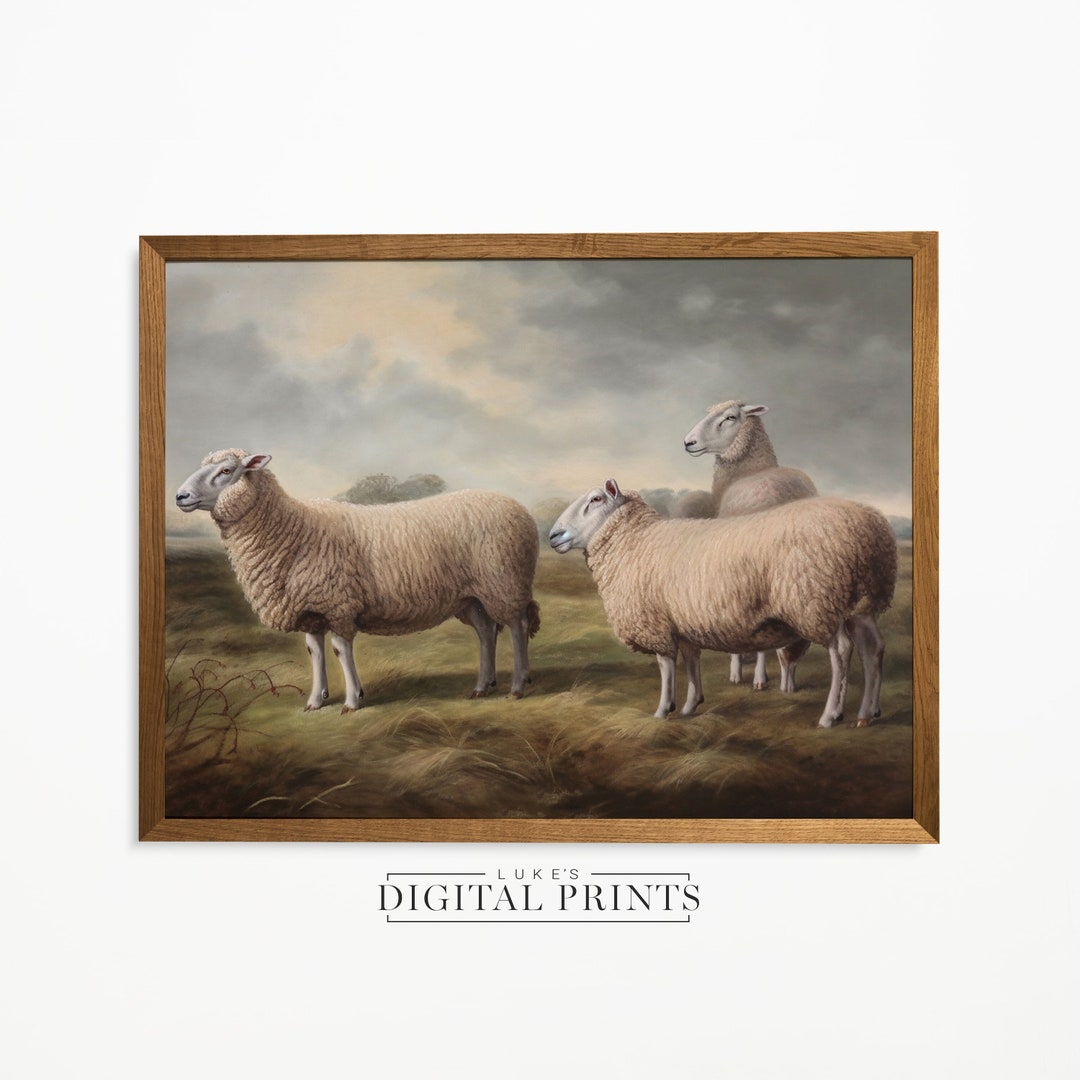 Rustic Sheep Painting Print - Vintage Farmhouse PRINTABLE Wall Art ...