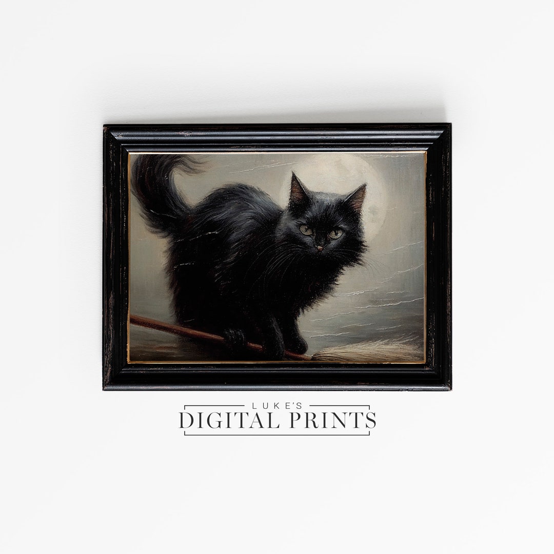 Halloween Black Cat PRINTABLE Wall Art - Digital Print Download ...