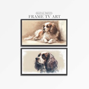 FRAME TV Art Download Set Of 2 - King Charles Spaniel Portrait Frame Art Bundle - Pet Lover Oil Paintings - Dog Art Set For Samsung Frame TV
