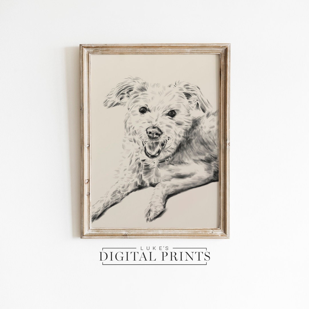 CUSTOM Dog Sketch - Digital Download - Personalized Pet Sketch From ...