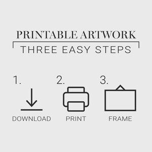 May include: Printable artwork instructions: download, print, and frame. Three easy steps to create your own artwork.