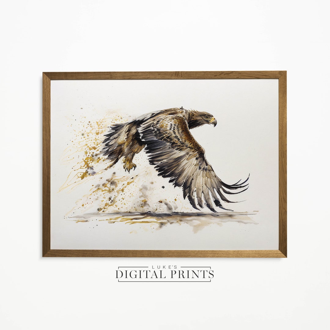 Dynamic Golden Eagle Oil Painting - Digital Print Download - American ...