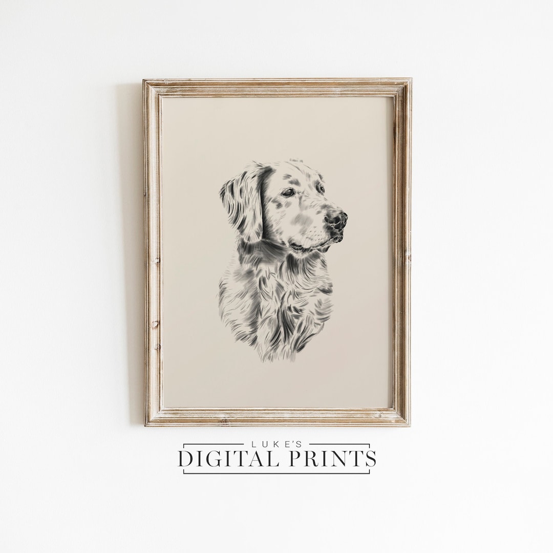 CUSTOM Dog Portrait Sketch From Photo - Digital Art Download ...