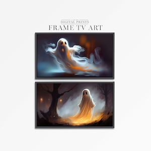 Samsung FRAME TV Art Digital Download Set Of 2 - Haunting Ghost Illustration Frame Art Bundle - Ghostly Halloween Paintings For Frame TV