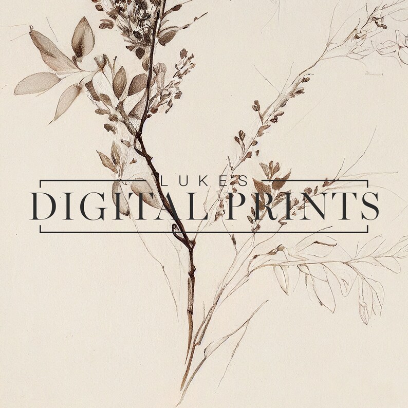 PRINTABLE Rustic Tree Branch Sketch - Digital Print Download ...