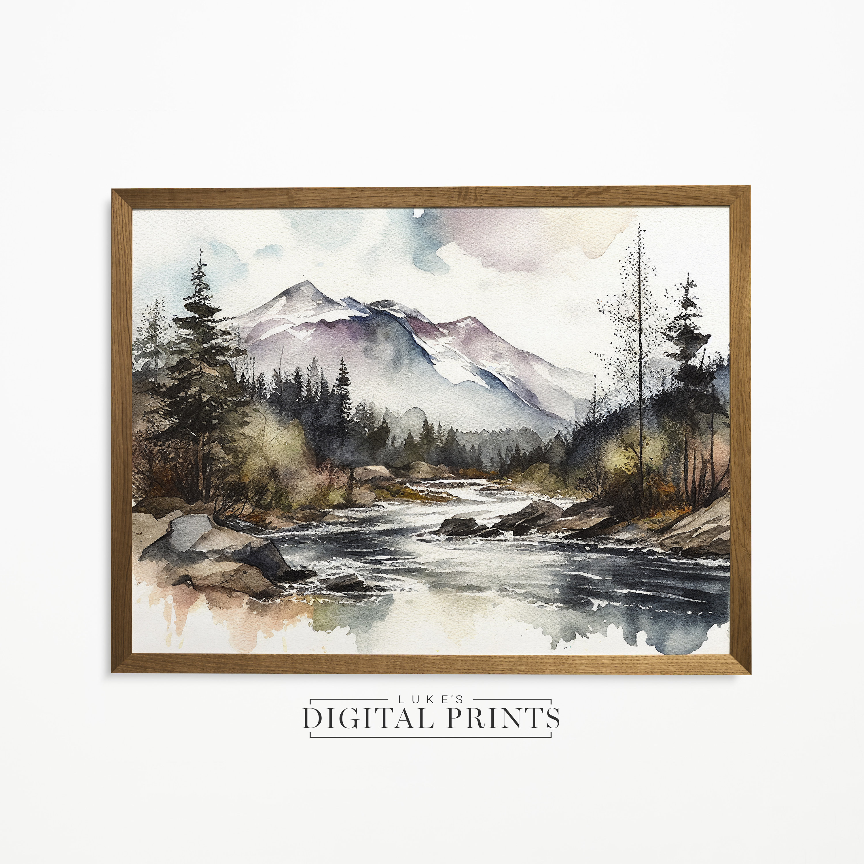 Mountain Landscape Watercolour Painting - Digital Print