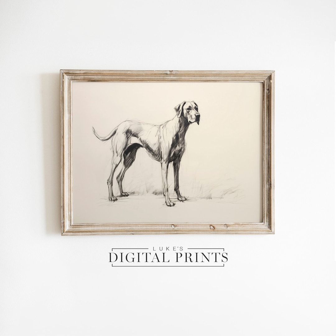 PRINTABLE Great Dane Artwork Digital Print Download Rustic Loyal Big ...