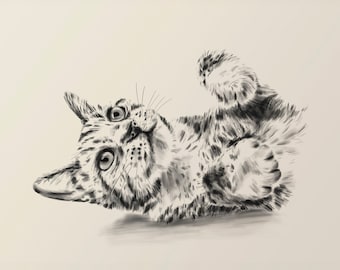 Custom Cat Portrait From Photo - Digital Download - Detailed Hand Drawn Pencil Drawing Of Pet