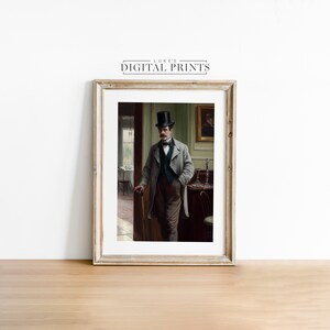 Victorian Man in Top Hat Portrait Painting - Digital Print Download ...