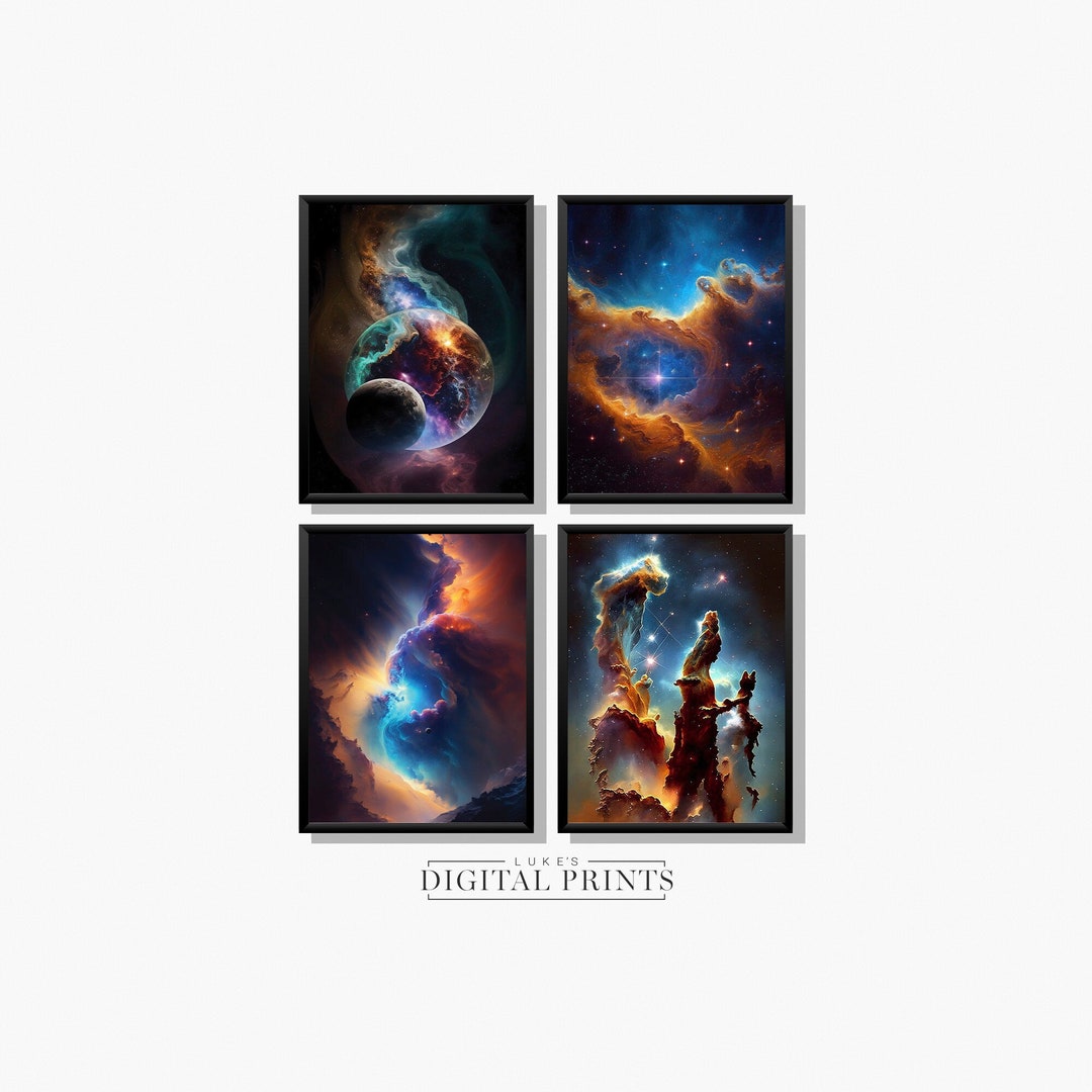 Cosmic Outer Space Art Print Set of 4 - Digital Download Bundle ...