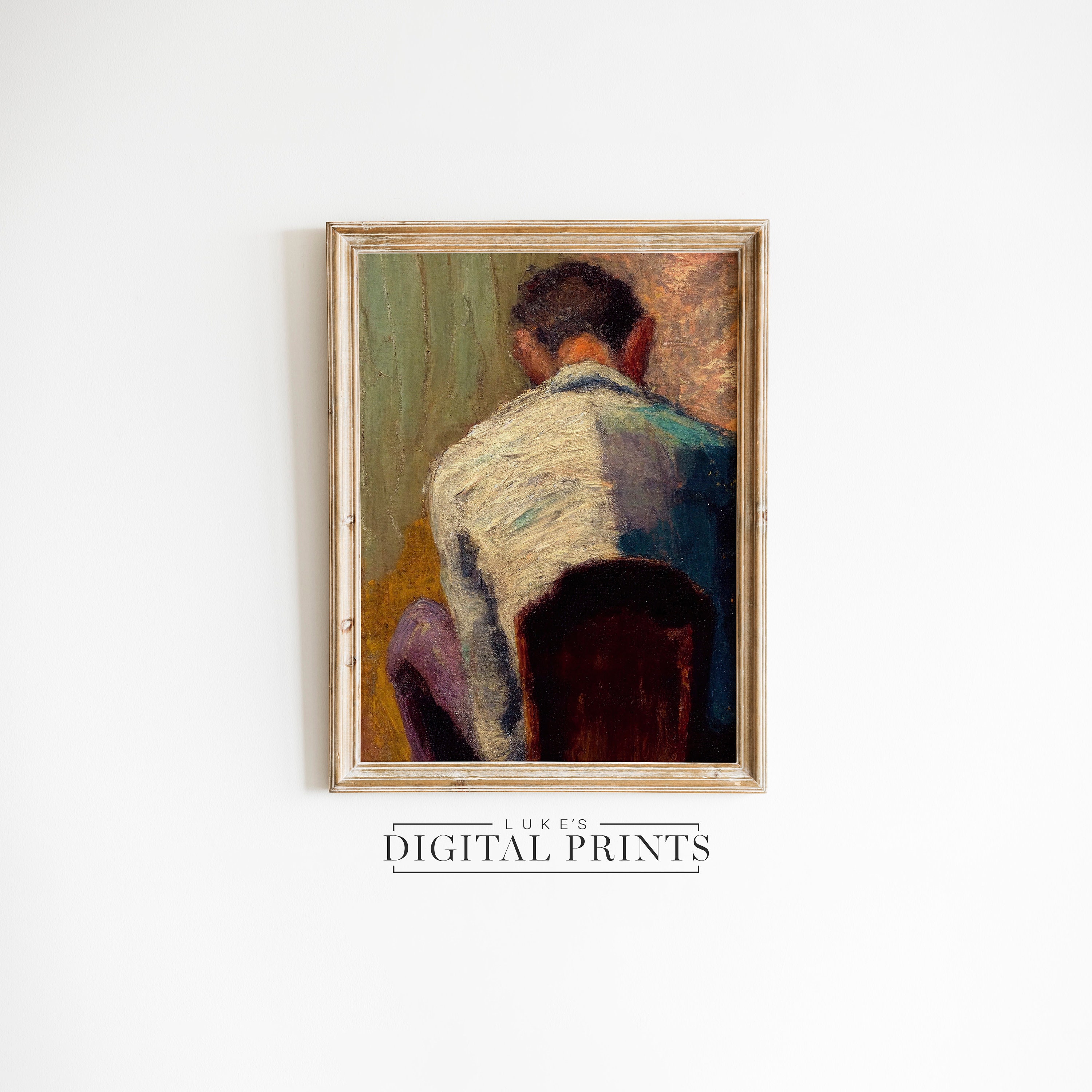 PRINTABLE Oil Painting Abstract Man - Digital Print Download - Rustic ...