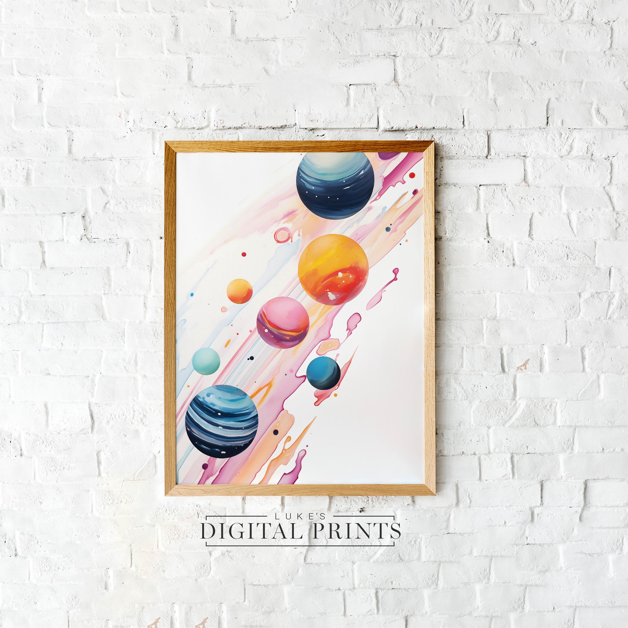 Colourful Solar System Art Print Digital Download Poster Watercolor ...