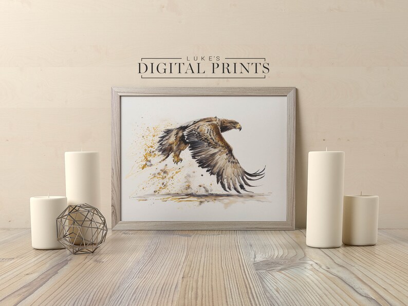 Dynamic Golden Eagle Oil Painting - Digital Print Download - American ...