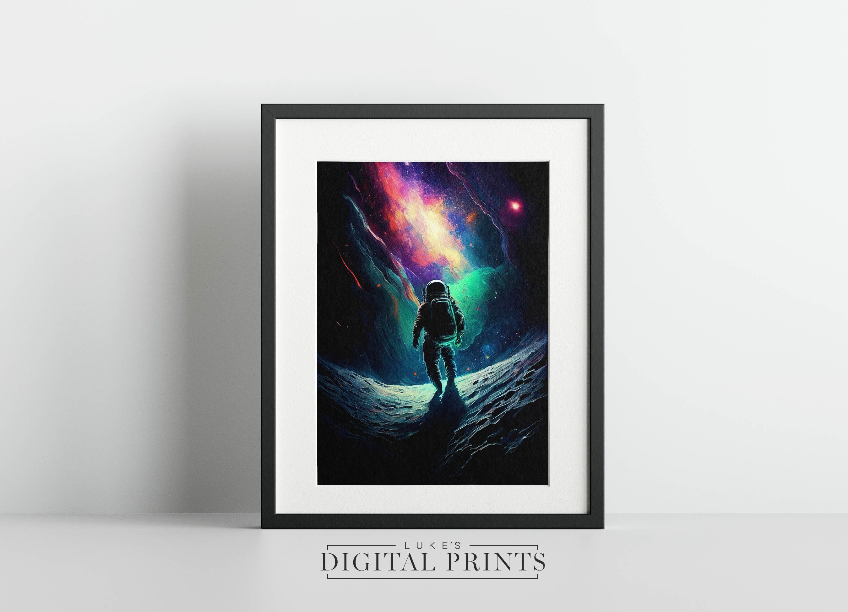Space Art Print - Astronaut on Moon PRINTABLE Wall Art - Digital ...
