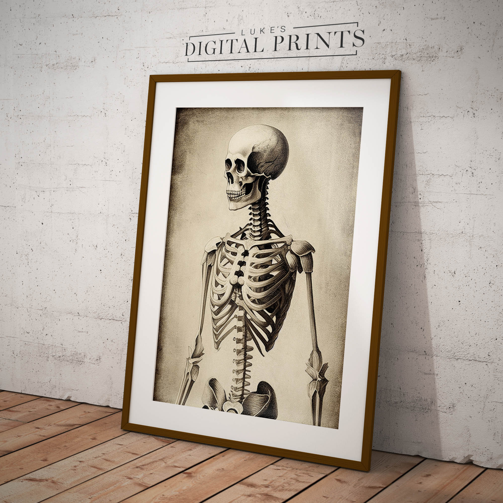 Squeleton Portrait Vintage Skeleton Portrait Sketch Digital Print - Instant Poster ...