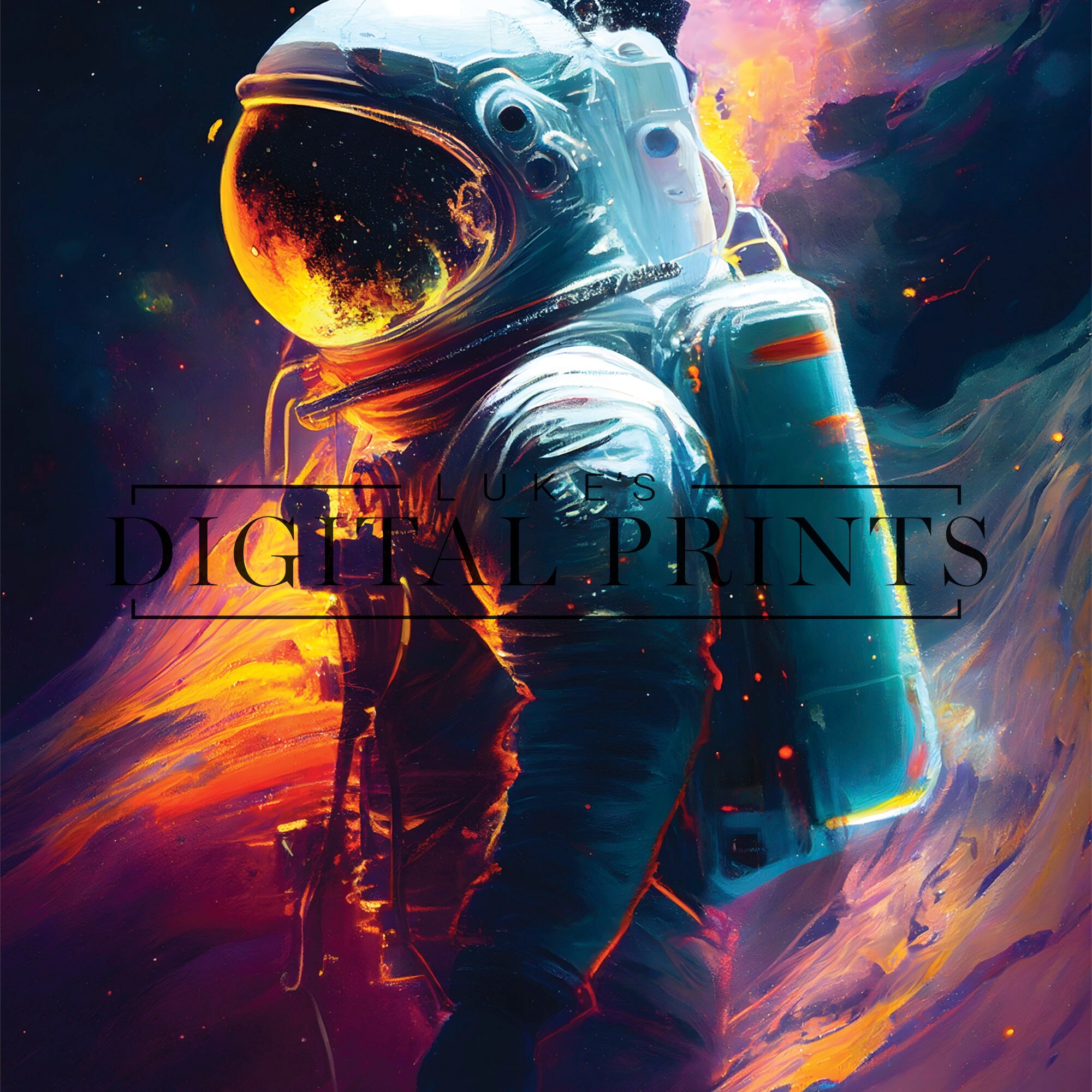 Astronaut Poster Print Set of 4 Colorful Outer Space PRINTABLE Wall Art ...