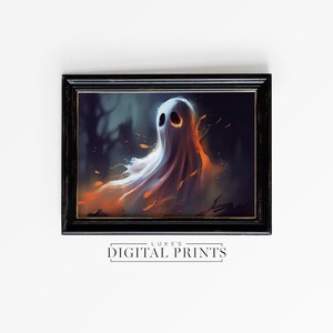 Ghostly Haunted Painting PRINTABLE Wall Art - Digital Print Download - Halloween Ghost Illustration - Scary And Spooky Home Decor