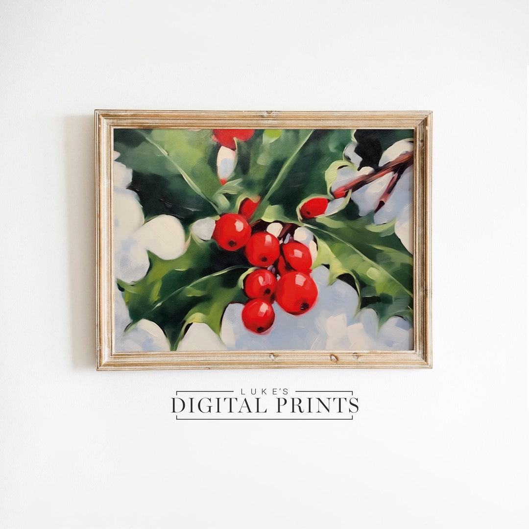 Holly Branch Art PRINTABLE Wall Decor - Digital Print Download ...