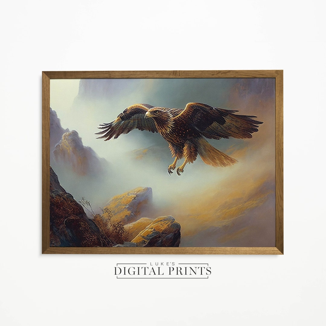 Eagle Oil Painting Digital Print Download - Vintage Bird of Prey ...