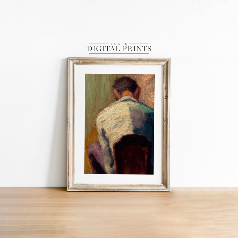 PRINTABLE Oil Painting Abstract Man - Digital Print Download - Rustic ...