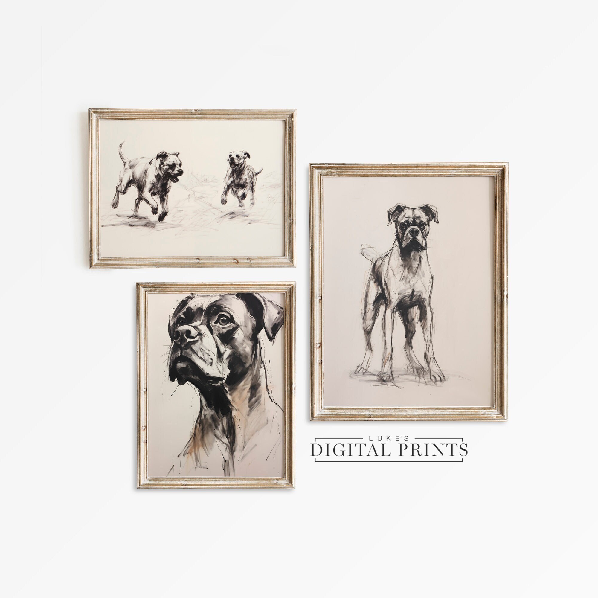 ボクサーの肖像画アートプリントスケッチバンドル - デジタル