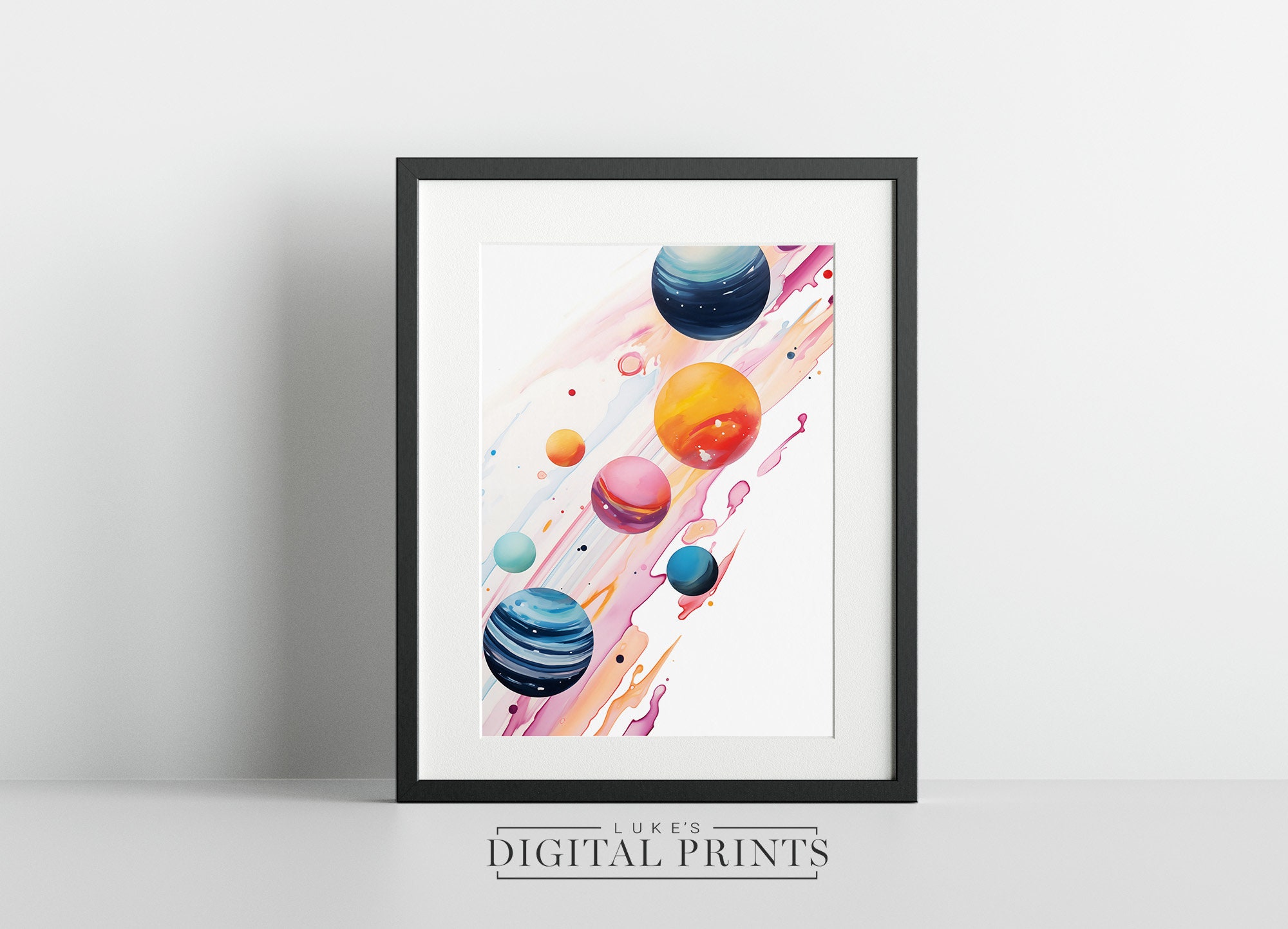 Colourful Solar System Art Print Digital Download Poster Watercolor ...