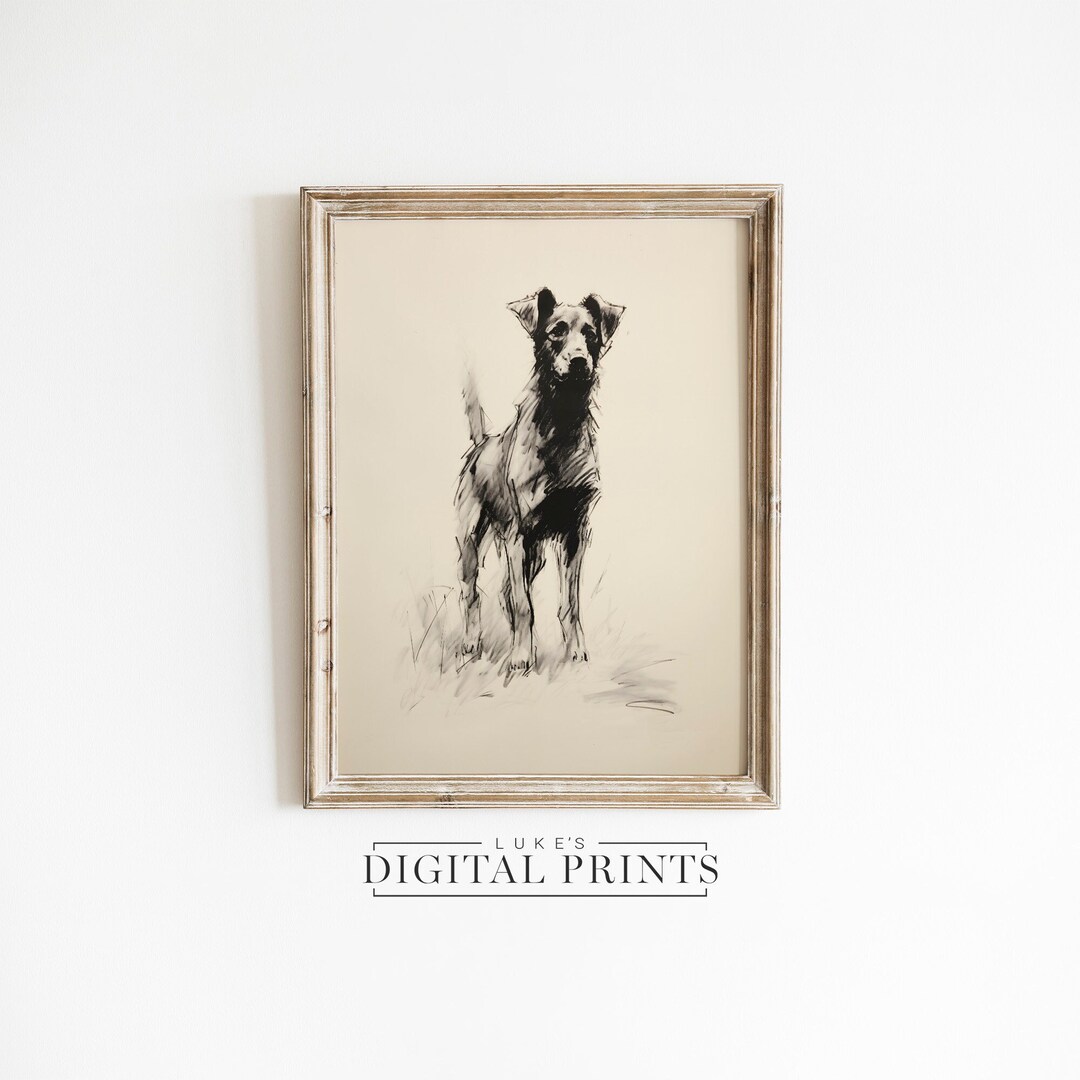 Black Dog Sketch Art Print - Digital Download - German Shepherd Drawing ...
