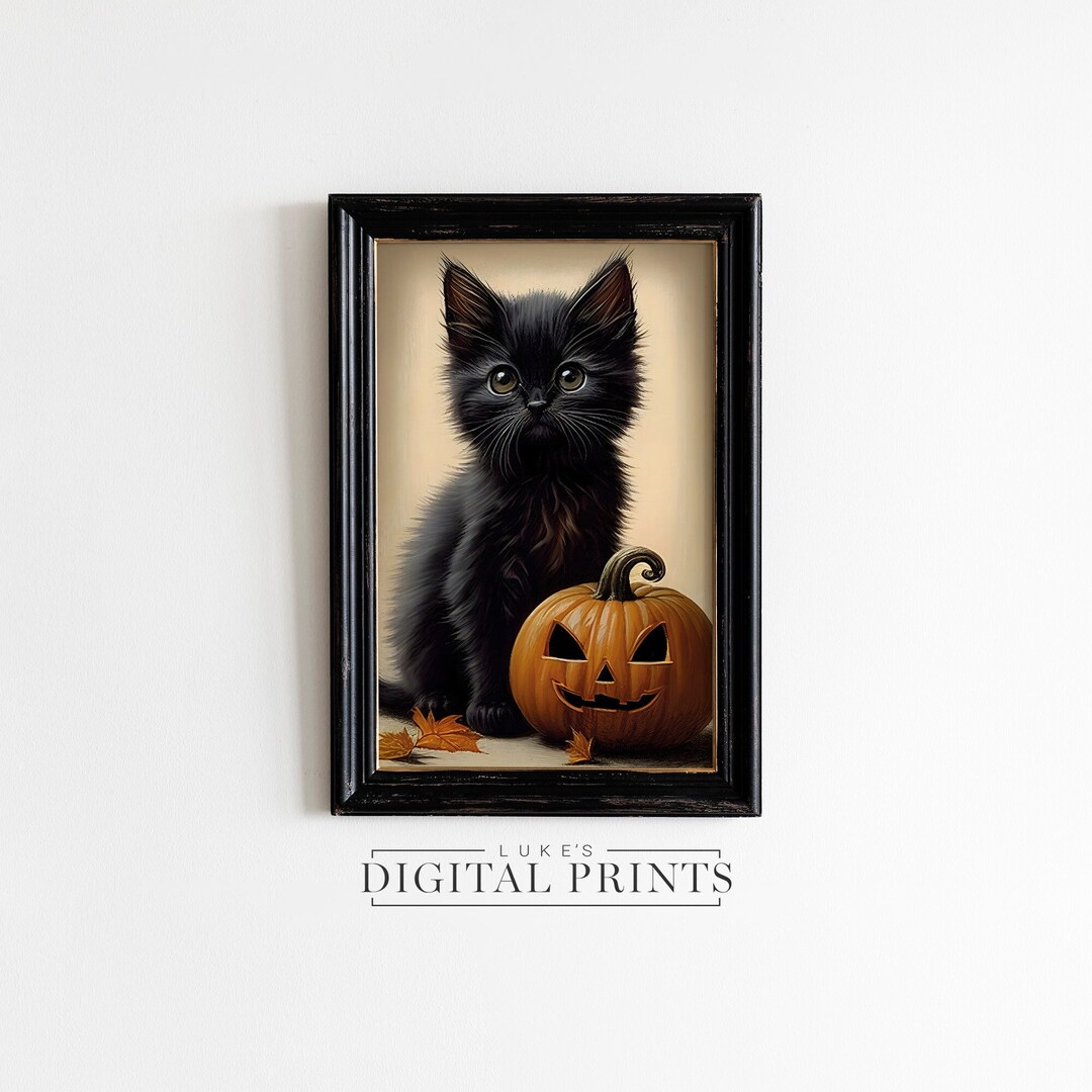 PRINTABLE Halloween Kitten Wall Art - Digital Print Download - Cute ...