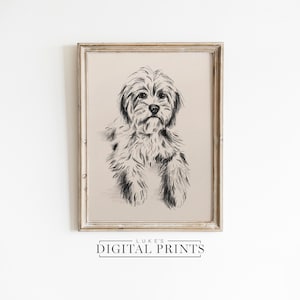 CUSTOM Pet Dog Sketch Drawing Portrait From Photo - Digital Art Download - Personalized Puppy Wall Artwork