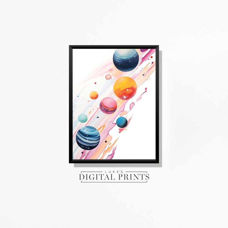 Colourful Solar System Art Print - Digital Download Poster - Watercolor ...