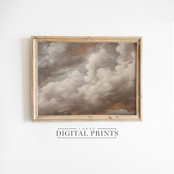 Cloudy Sky Painting IMPRIMABLE - Téléchargement d’impression numérique - Décor d’art de paysage de nuage neutre rustique