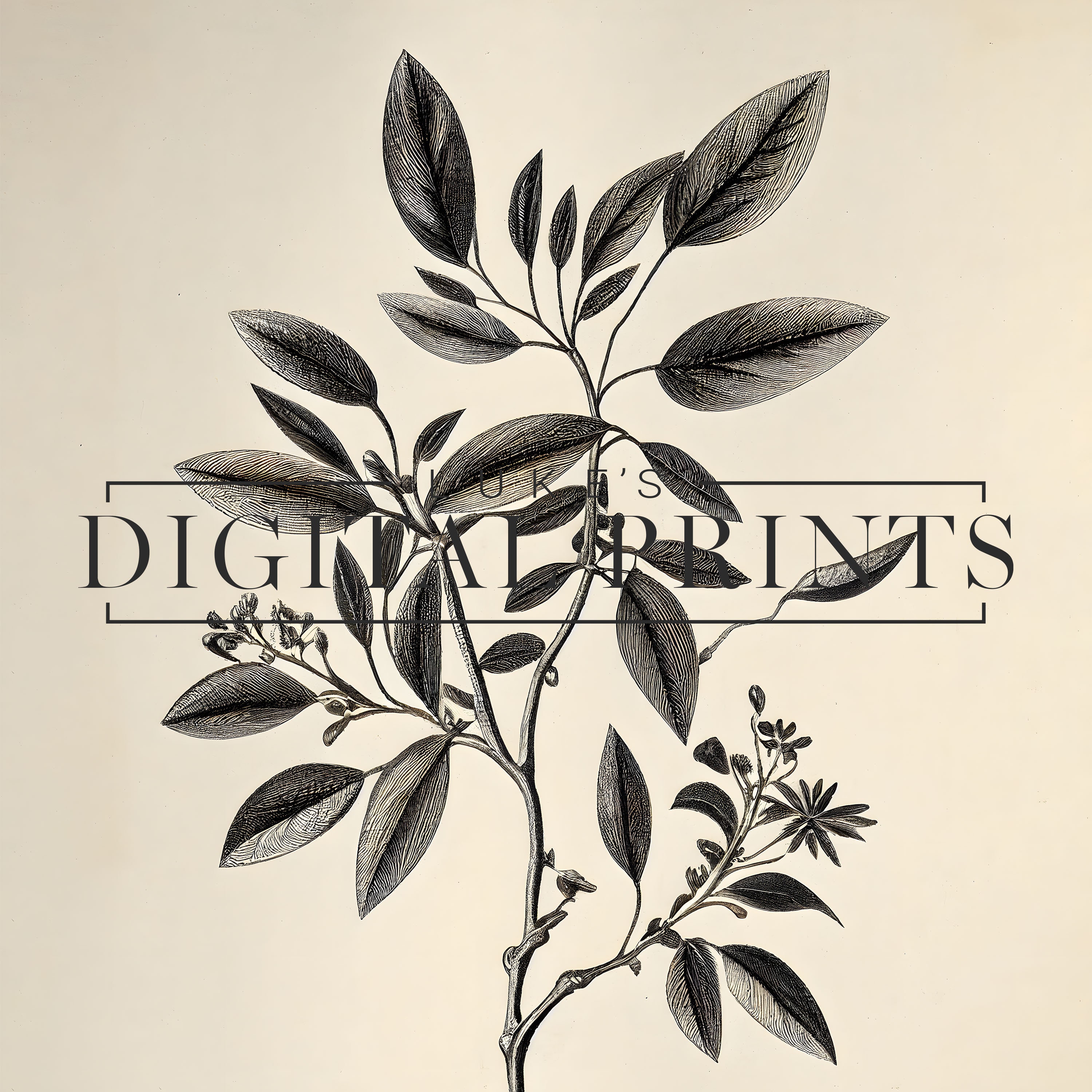 PRINTABLE Rustic Black Leaf Drawing Digital Print Download - Etsy