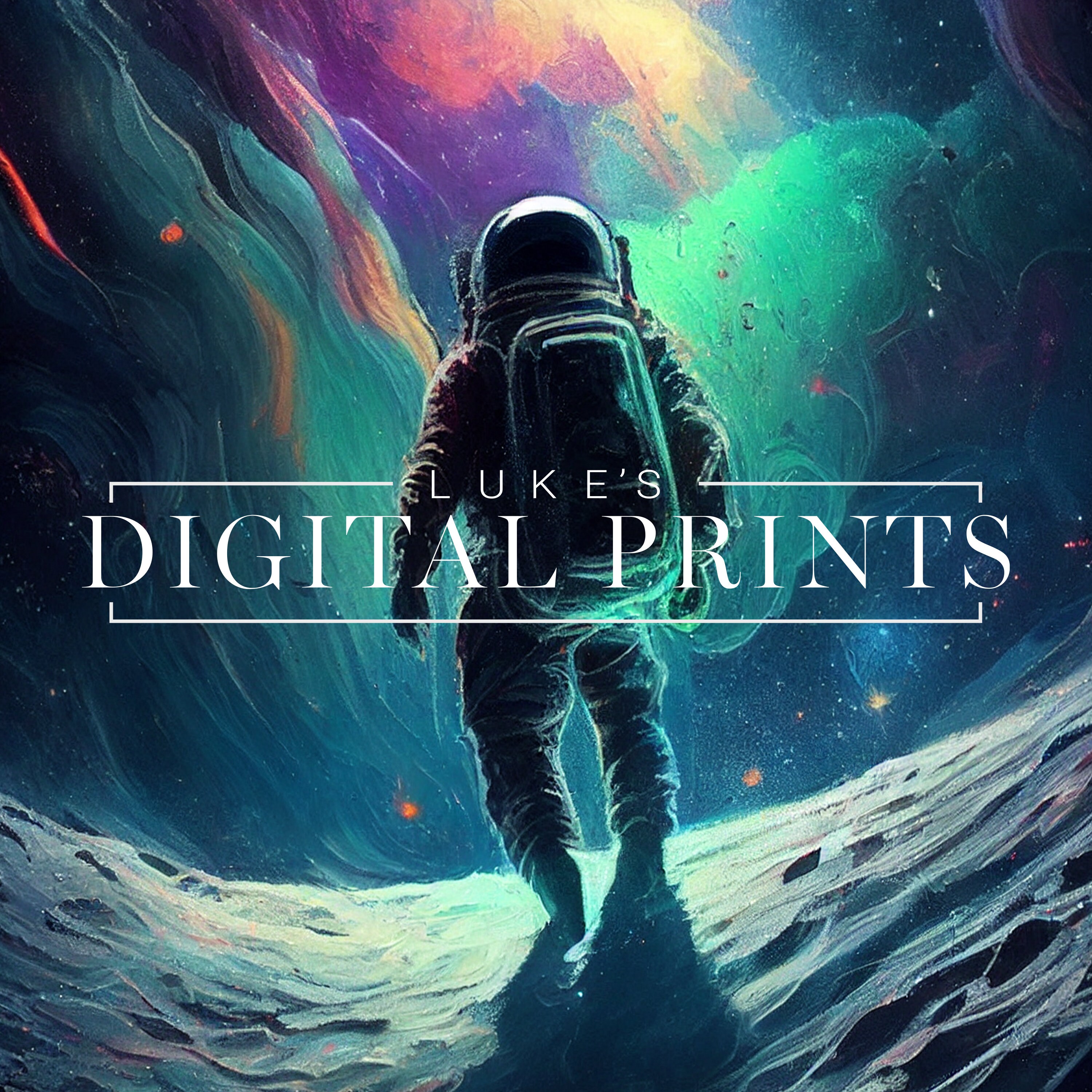 Space Art Print - Astronaut on Moon PRINTABLE Wall Art - Digital ...