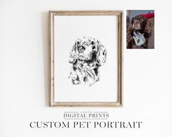 Dog Drawing CUSTOM Portrait From Photo - Digital Download - Pet Sketch Artwork -  Personalized Memorial Gift