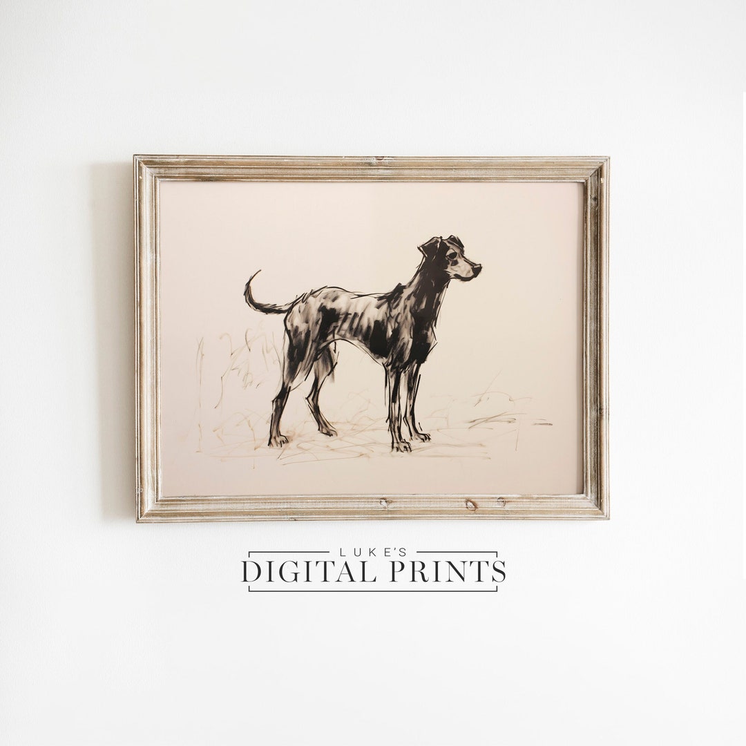 Vintage Style Doberman Print - Digital Art Download - Artistic Big Dog ...