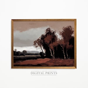 PRINTABLE Autumn Landscape Oil Painting - Digital Print Download - Vintage Forest And Lake Home Décor - Fall Country Wall Art