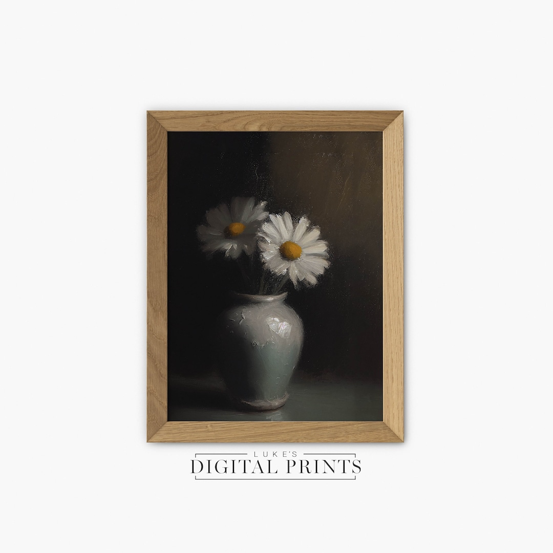 Daisy Still Life Oil Painting - Digital Print Download - Vintage Flower ...