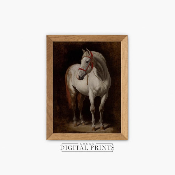 Vintage Horse Portrait Oil Painting - Digital Print Download - Equestrian Horse Décor - PRINTABLE Animal Wall Art