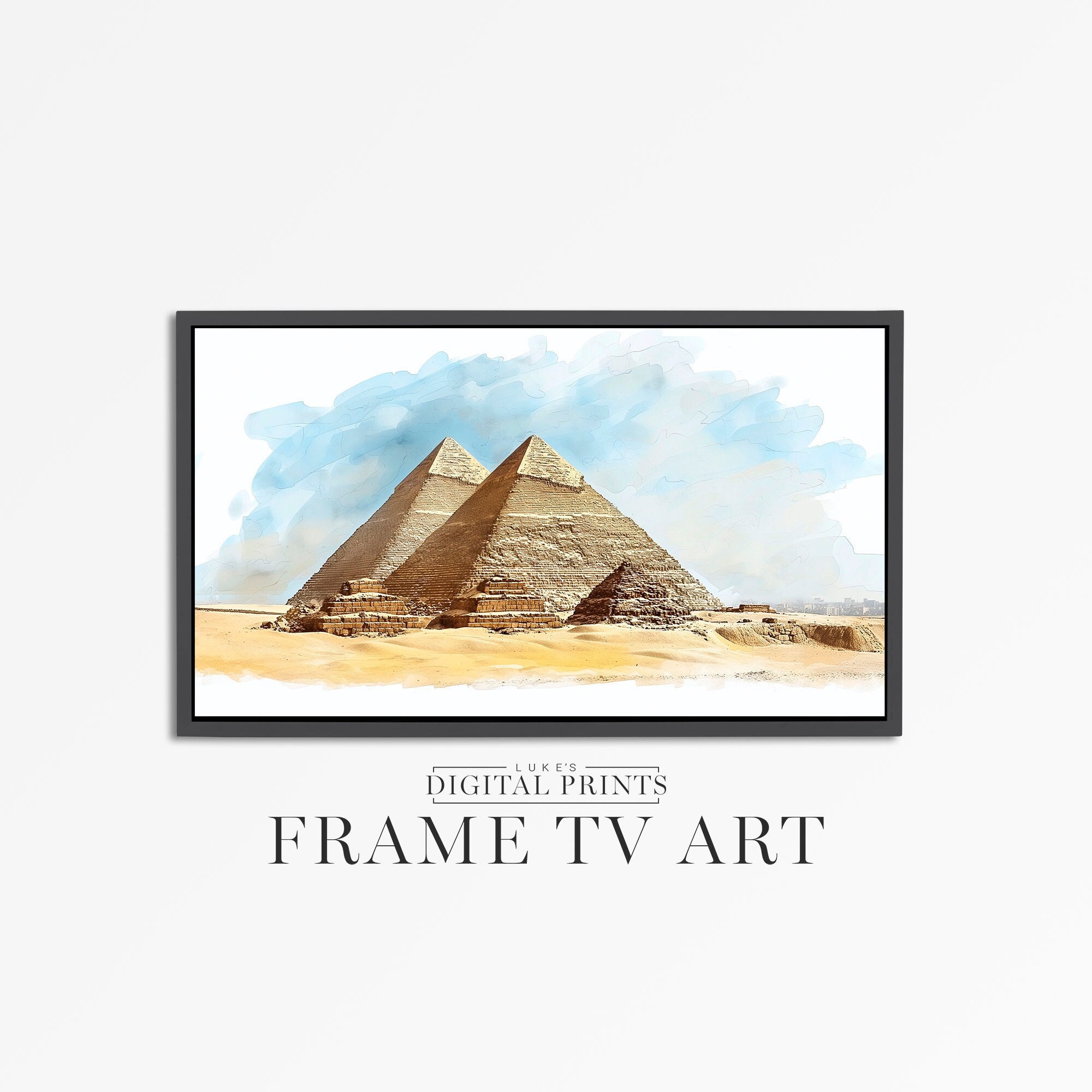 Samsung FRAME TV Art -  Ancient Pyramids of Giza Artwork - Historical Landmark Painting - Digital Download -Egyptian Seven Wonder Decor