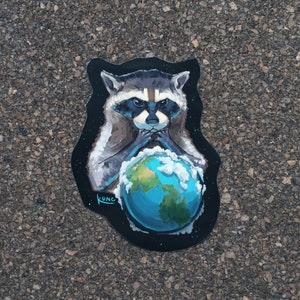 Dr. Evilcoon Adesivo | Trash Panda Sticker Design, conjunto de cinco ilustrações de guaxinim