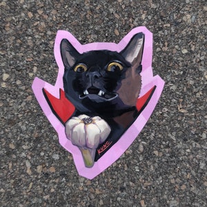 Magic the Vampire | Black Cat Sticker Design, set of five cat illustrations