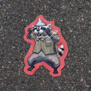Racoon Sticker Set / Trash Panda Sticker Design, conjunto de cinco ilustraciones de mapache Conspiracoon