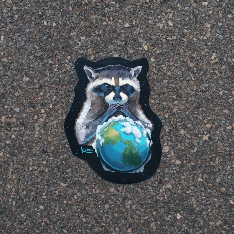 Racoon Sticker Set / Trash Panda Sticker Design, conjunto de cinco ilustraciones de mapache Dr. Evilcoon