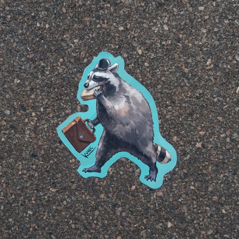 Racoon Sticker Set / Trash Panda Sticker Design, conjunto de cinco ilustraciones de mapache Business Racoon