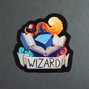 Sticker DnD-wizard | Waterdichte vinylsticker, class hit dobbelstenen, kunst kerkers en draken