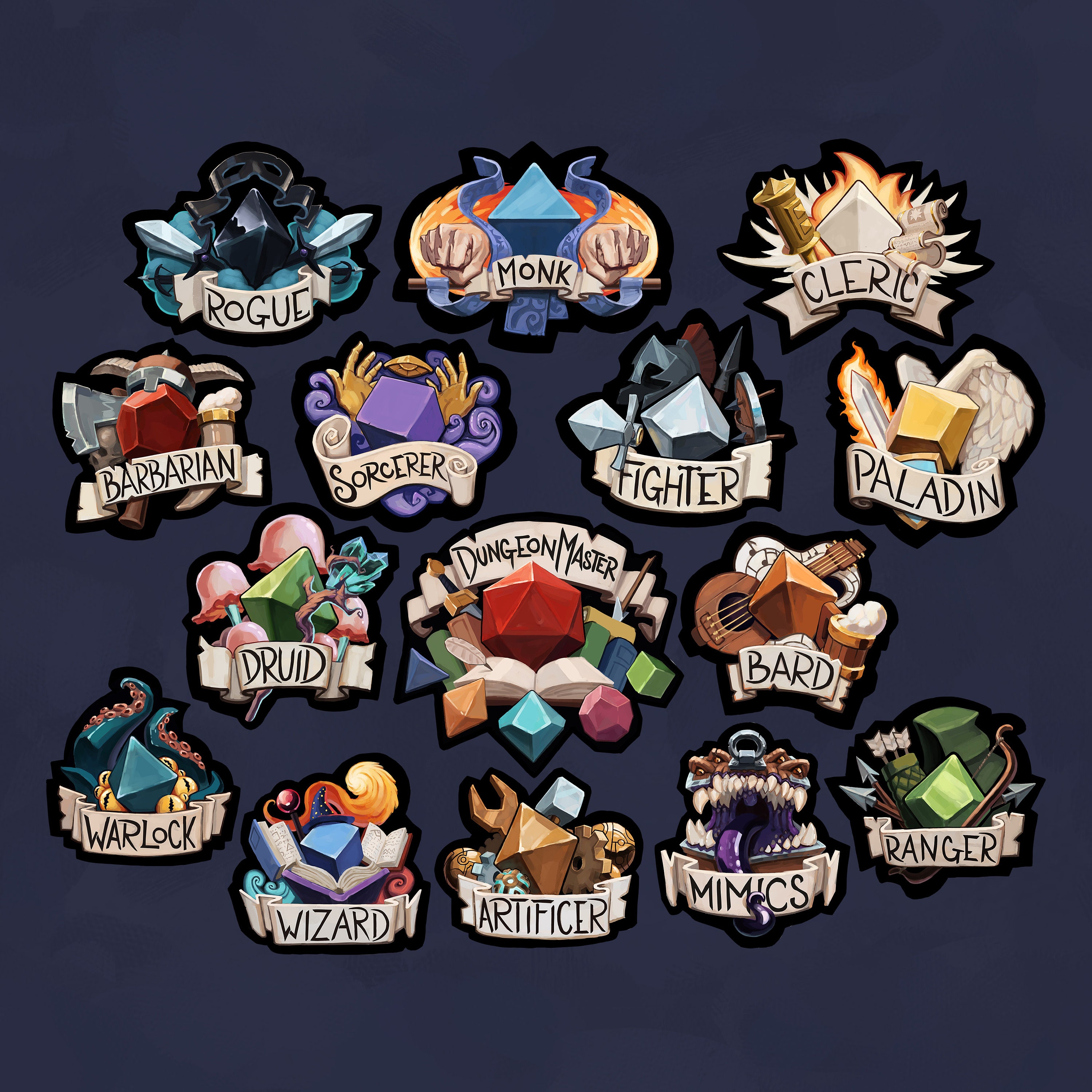 Dnd Class Stickers Vinyl Waterproof Sticker Class Hit Dice Etsy